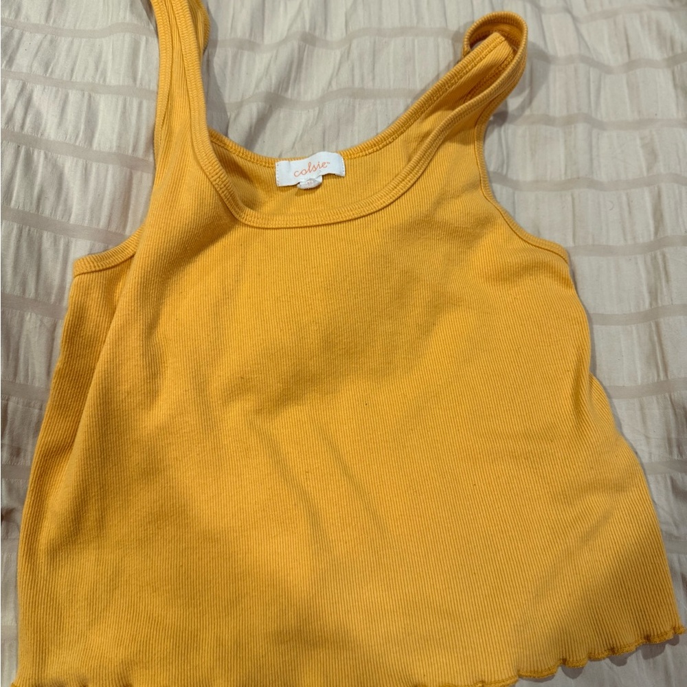 Colsie Mustard Ribbed Tank Top